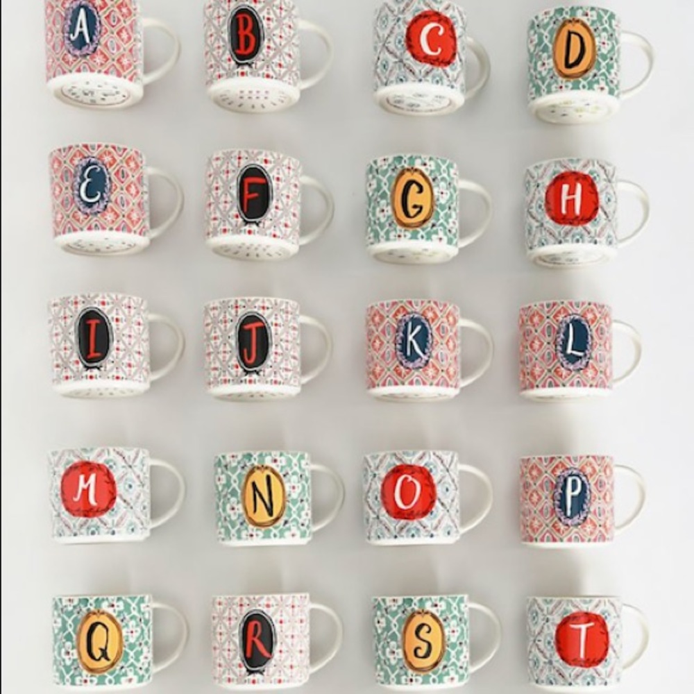 Anthropologie Jo Monogram mugs NWT